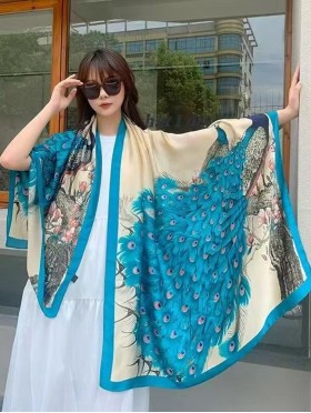 Premium Silk Feeling Spring Print Scarf